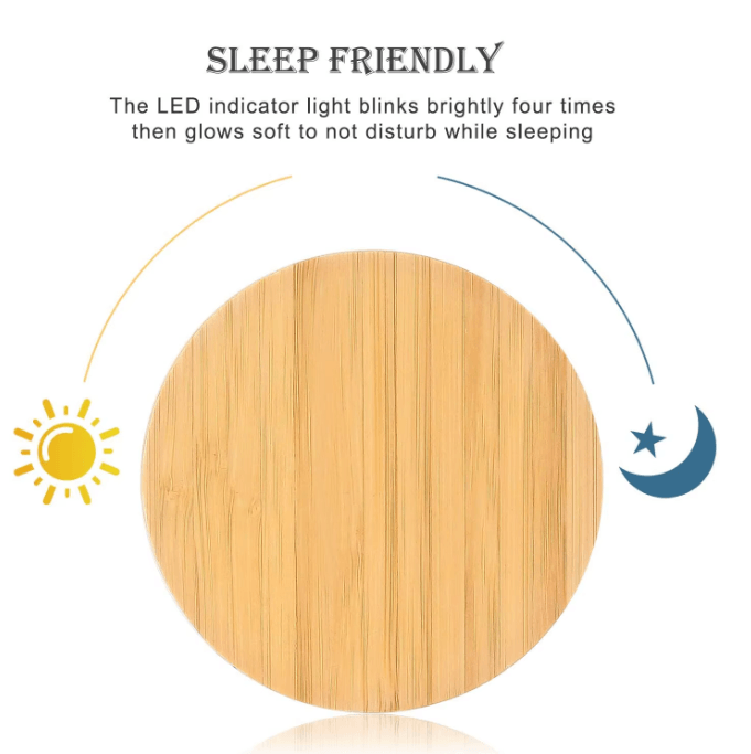 Bamboo Wood Wireless Charger 15W Fast Charging Pad