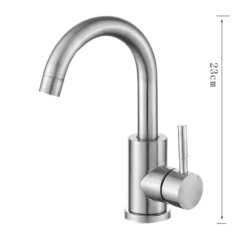 304 Stainless Steel Bathroom Basin Faucet – 360° Rotating Hot and Cold Mixer Tap with Single Handle