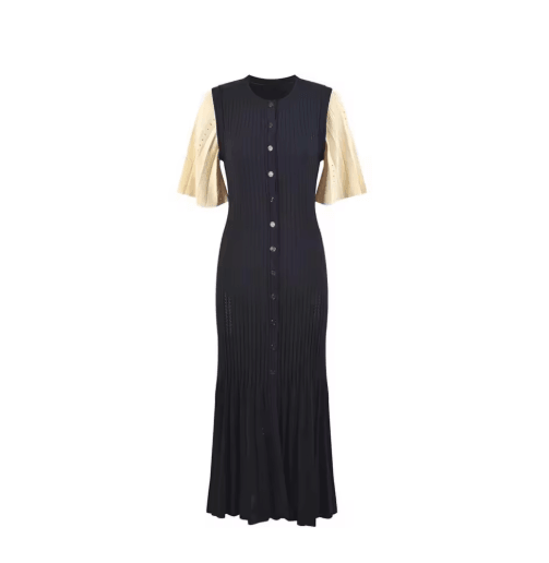 French Elegant Knitted Mermaid Dress Slimming Hollow Fish Tail Midi Dress