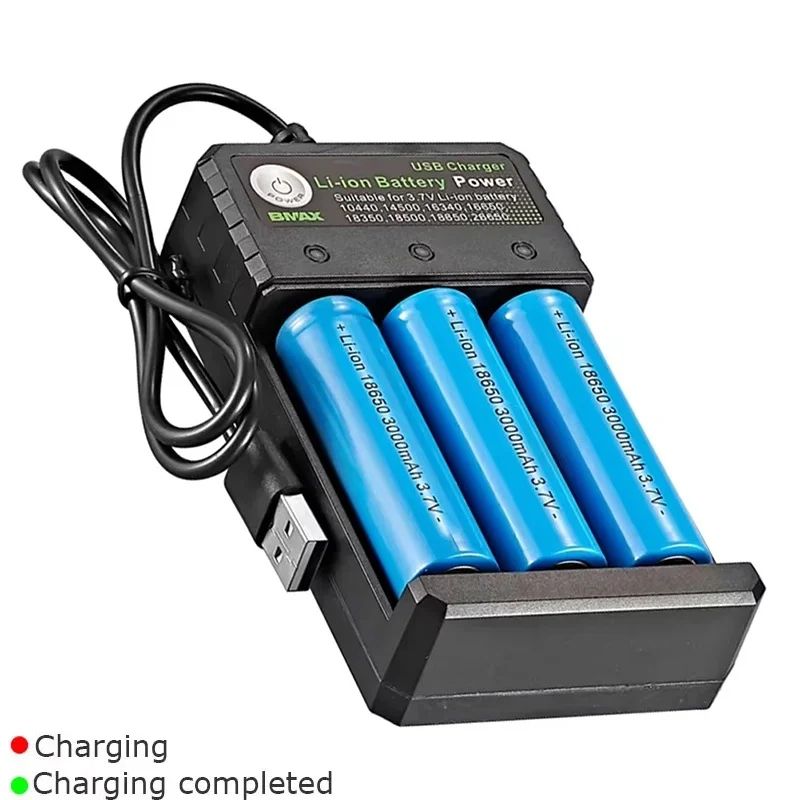 4-Slot Universal 18650 Battery Charger (110V–240V) for 14500/16340/16650/18350/18500