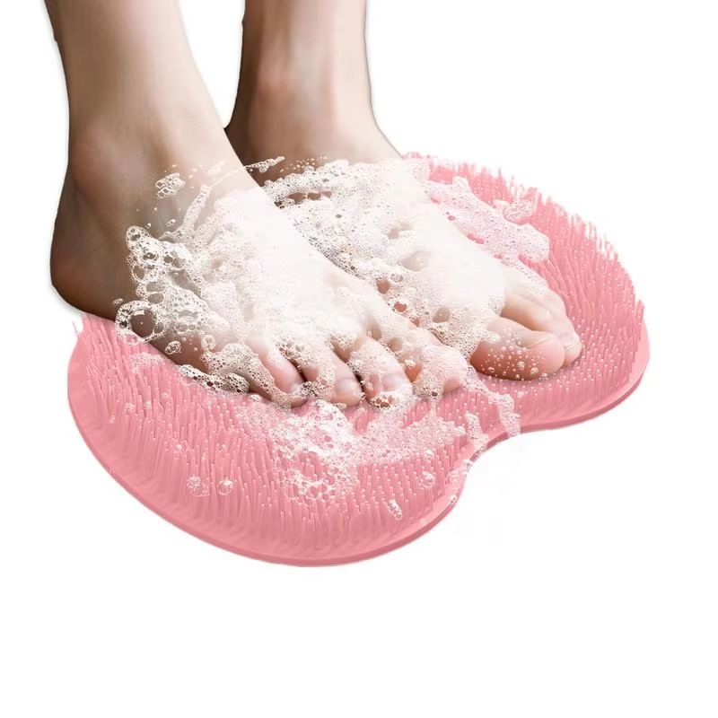 Wall Mounted Silicone Shower Scrubber Massage Pad Foot and Back Cleaning Mat