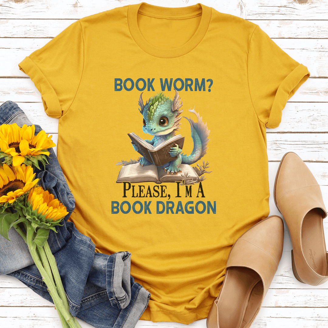 Book Worm Please I'm A Book Dragon Tee