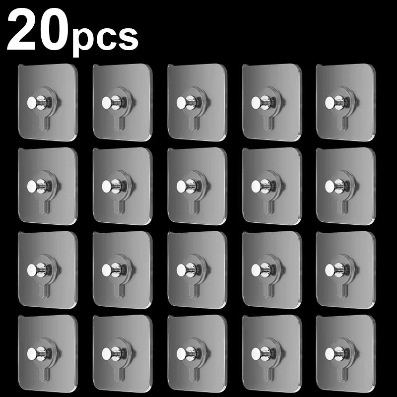 Multi-Pack Self-Adhesive Wall Hooks Transparent Strong Sticky Wall Hangers