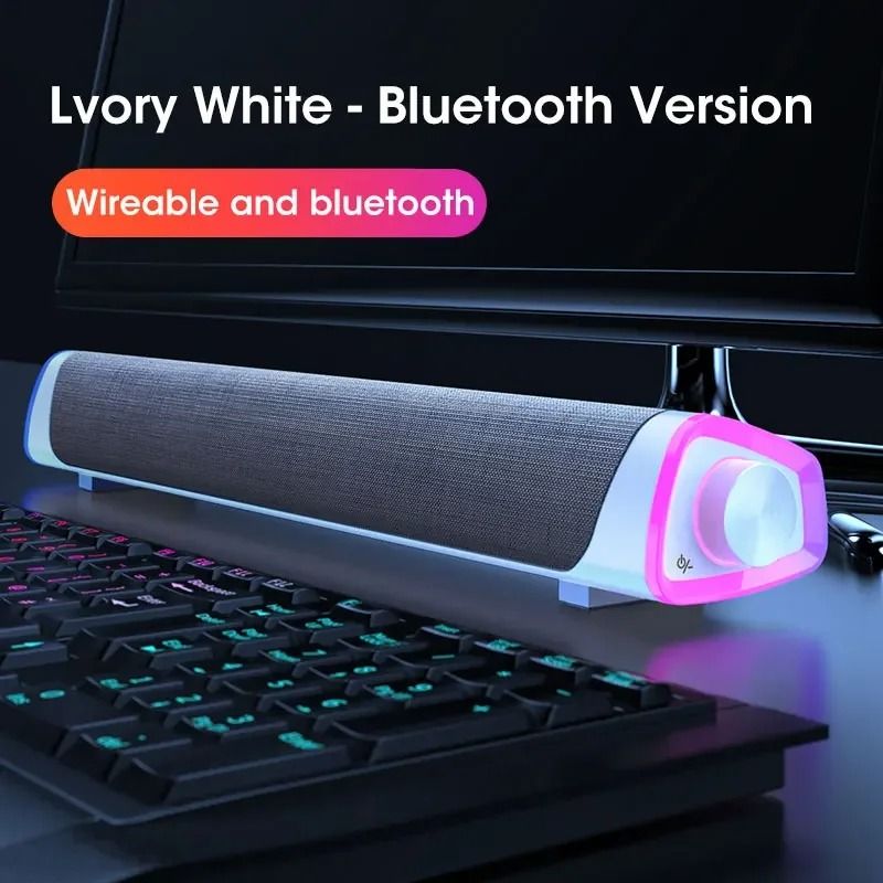 SoundBoost Bluetooth Computer Speaker Bar 4D Stereo Laptop Soundbar Speaker with Subwoofer for PC and MacBook