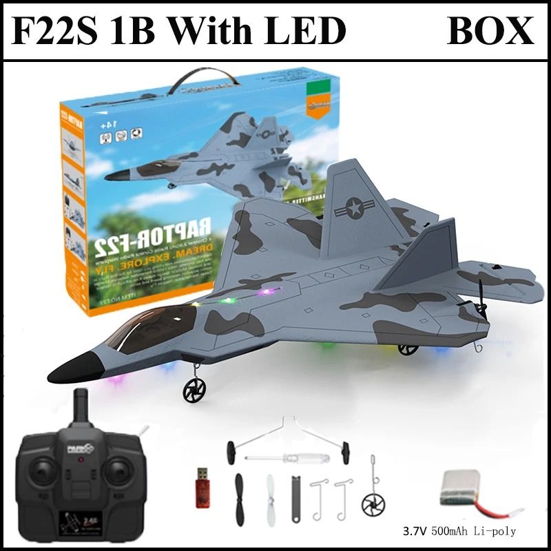 2024 F22S RC Airplane 24G 4 Channel Foam Warplane with LED and Gyroscope