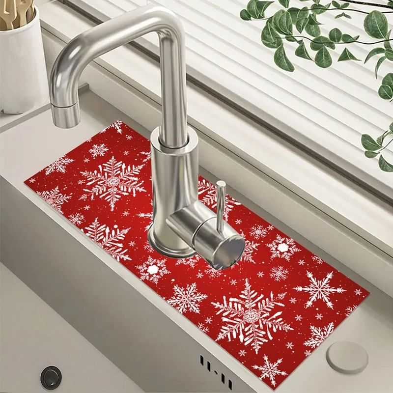 Christmas Kitchen Sink Faucet Absorbent Mat