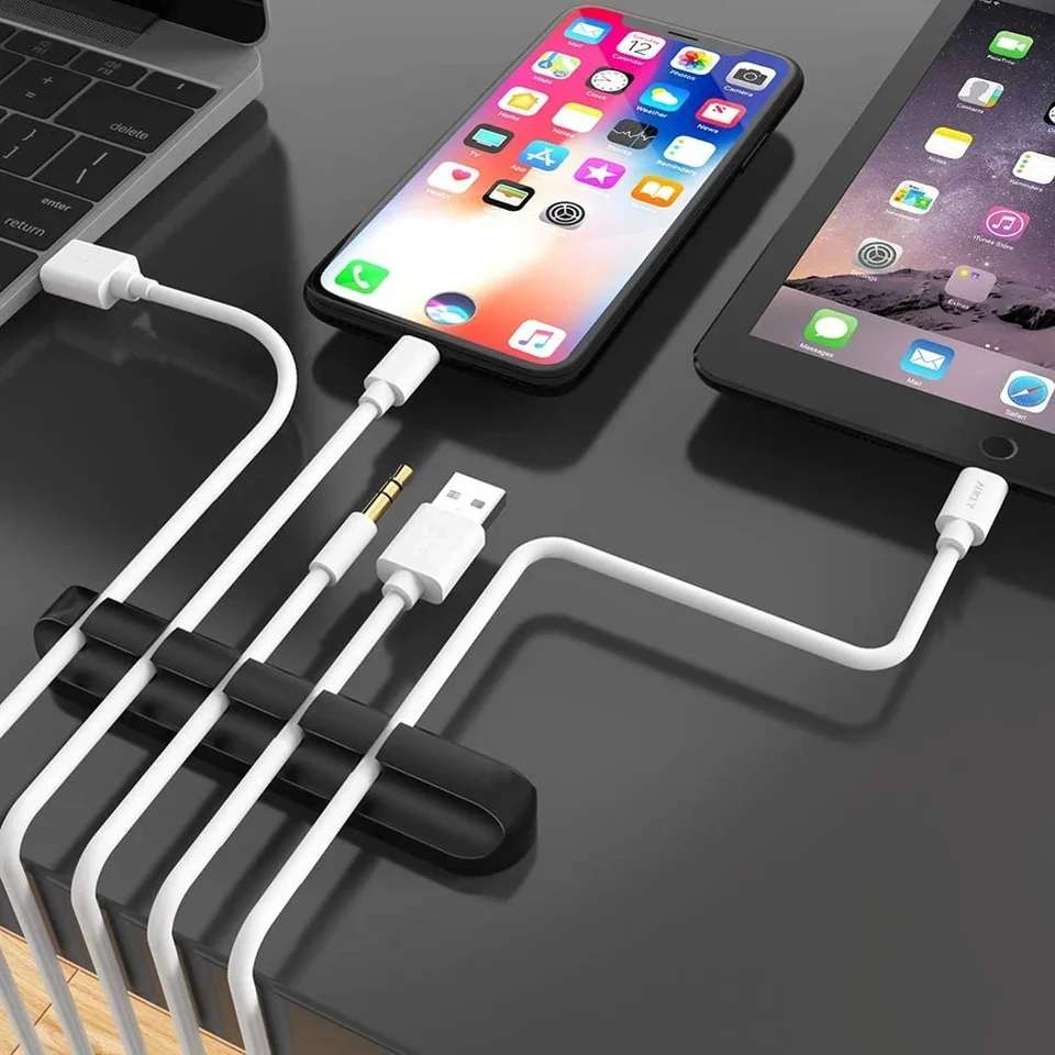 Cable Holder for Mouse, Headphone Wire Organizer, Silicone USB Cable Winder, Desktop Tidy Clips