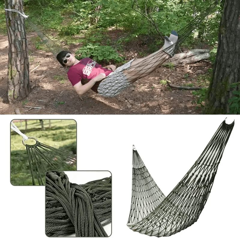 OutdoorFlex Nylon Mesh Hammock – Lightweight Camping and Garden Sleeping Net Bed
