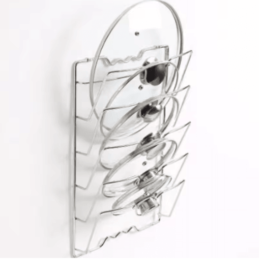 Wall Mounted 5 Tier Pot Lid Organizer Rust Proof Metal Kitchen Storage Rack