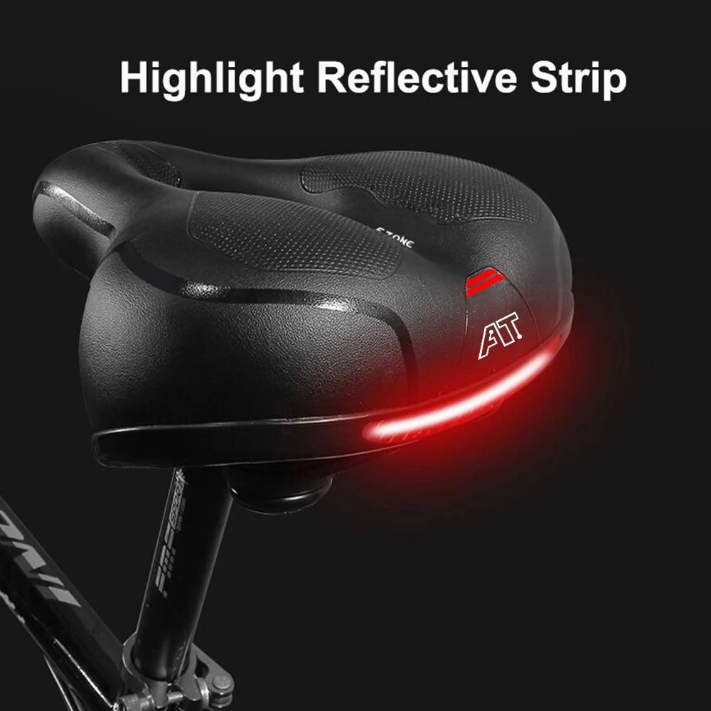 Hollow Breathable Bicycle Saddle with Shock Absorption and Safety Reflector