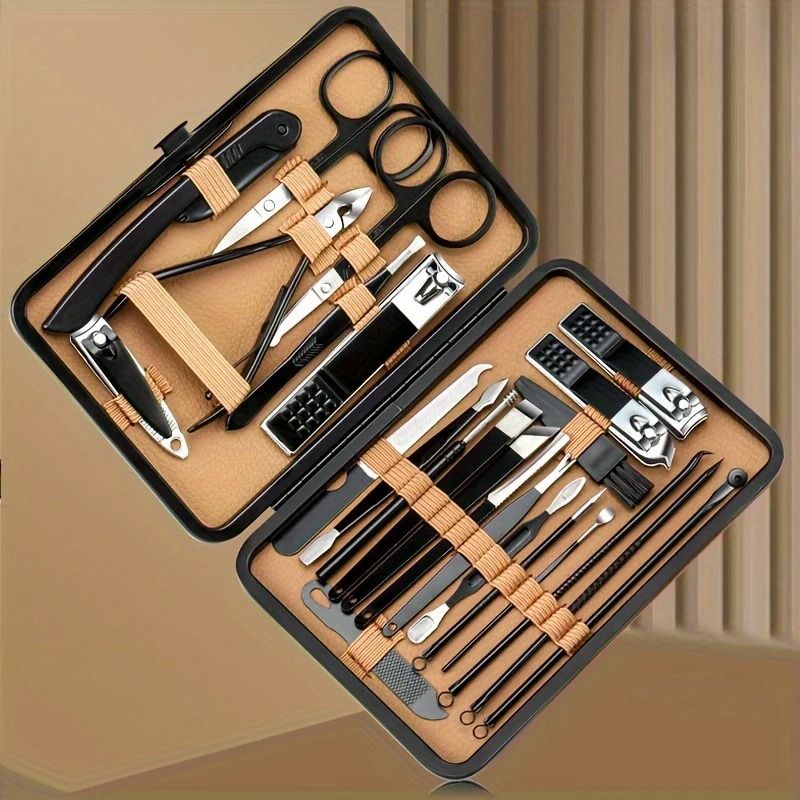 Professional Nail Care Tool Set with PU Leather Case Stainless Steel Clippers