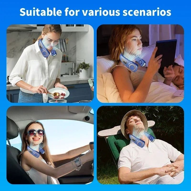 Portable Neck Fan with LED & Bladeless Design