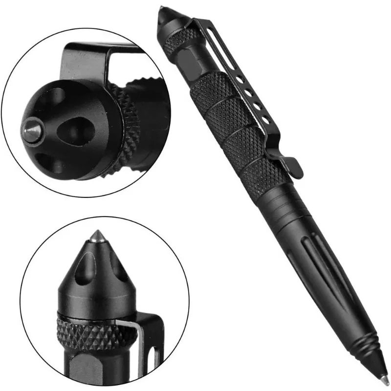 Aluminum Tactical Survival Pen – Multifunction EDC Self Defense Tool with Glass Breaker, Outdoor Emergency Security Pen