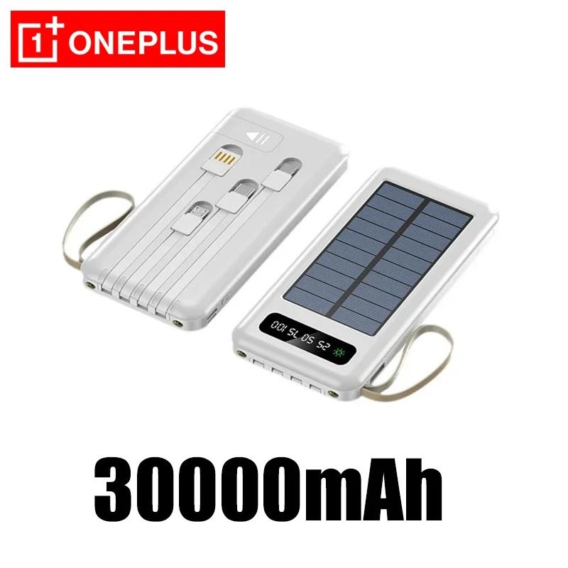 OnePlus 50000mAh Solar Power Bank | High-Capacity Fast Charging Battery with 4 Integrated Cables