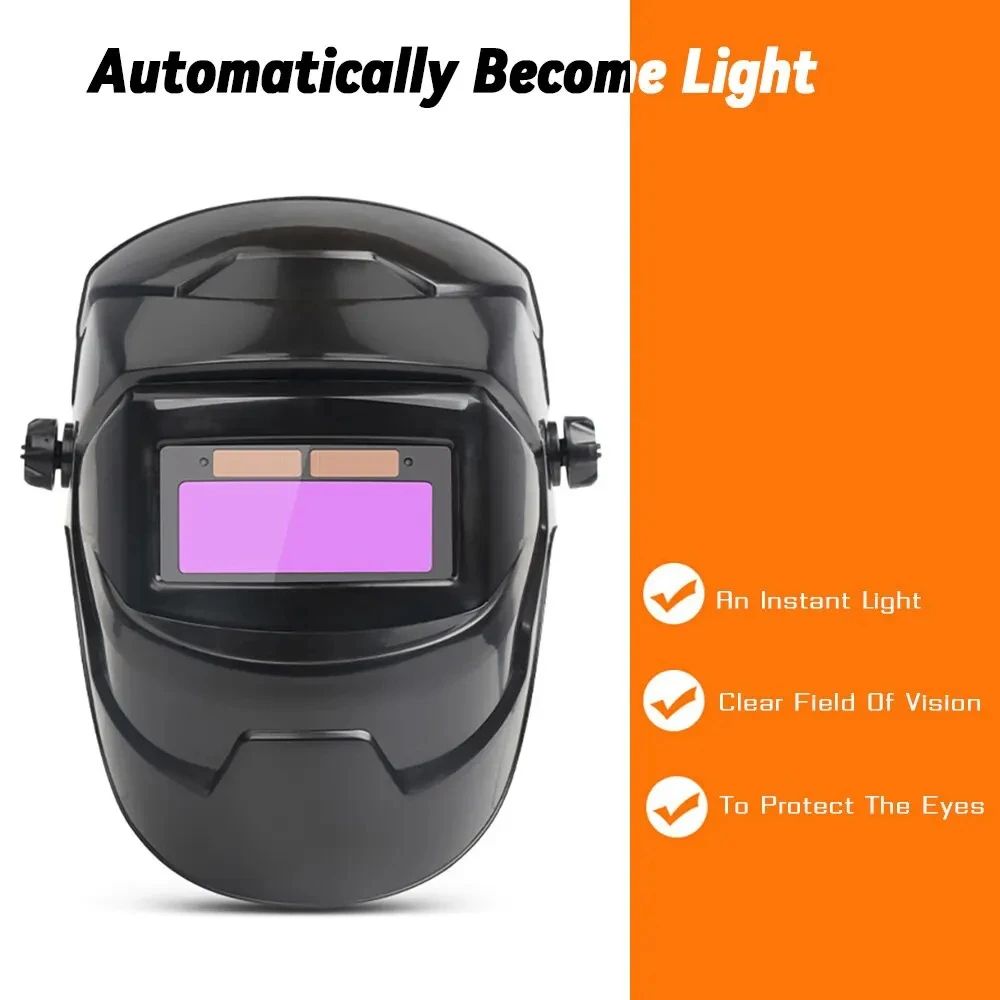 Welding Helmet Welder Mask with Large View, True Color, Solar Power, Auto Darkening for Arc Weld, Grind, Cut