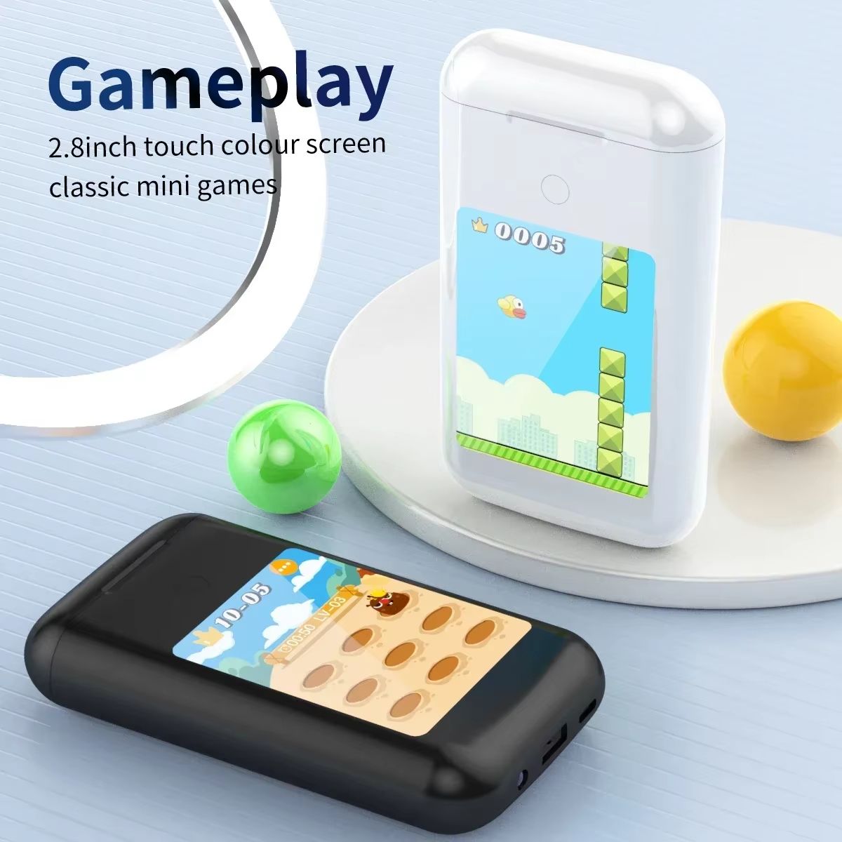TouchView 2.8in Screen Bluetooth Earbuds with Power Bank Case