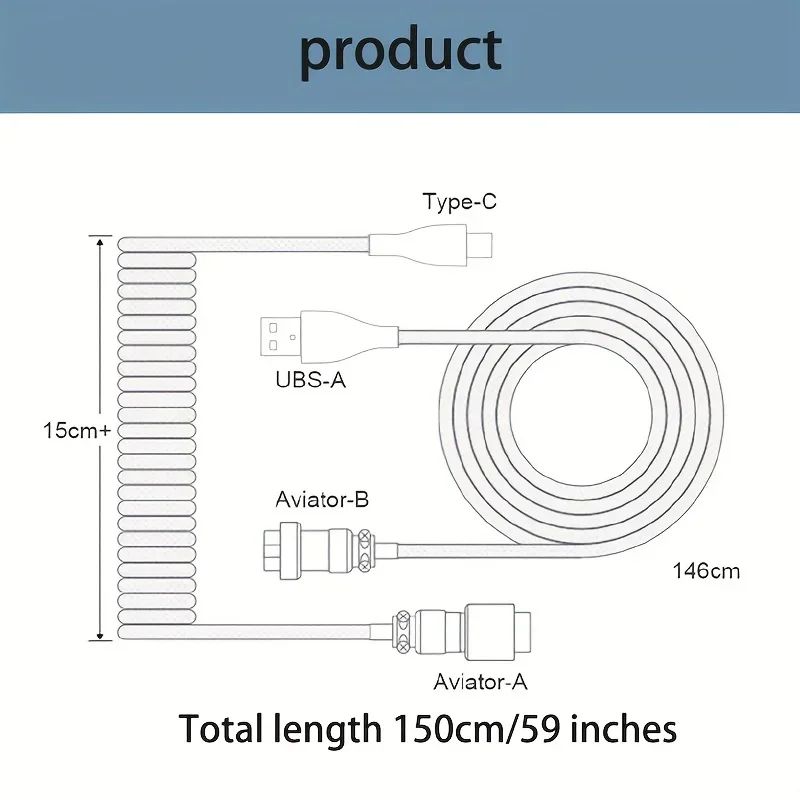 Coiled Mechanical Keyboard Gaming Cable