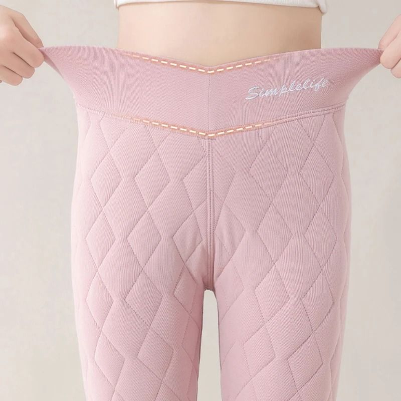 Women High Waist Thermal Pants Winter Windproof Base Layer with Tummy Control and Elastic Waist