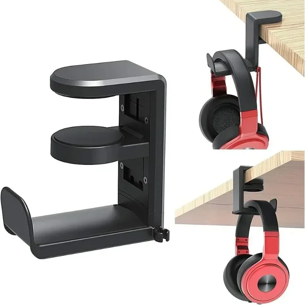 Adjustable Rotating Gaming Headphone Stand & Table Clip Hook