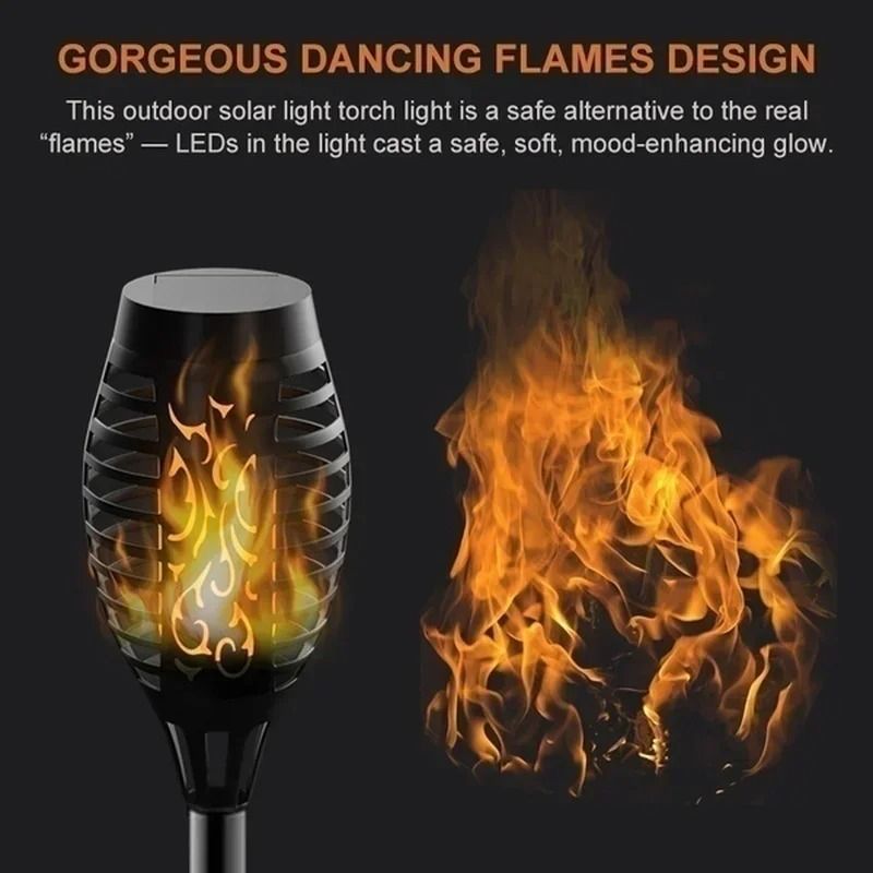 Solar Flame Torch Light Flickering Outdoor Garden Decoration