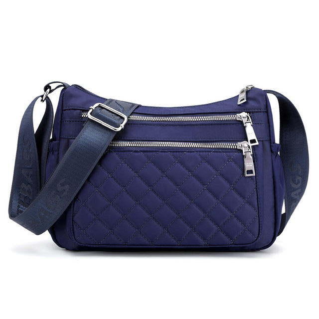 Womens Waterproof Nylon Shoulder Bag with Multi Pockets Stylish Travel Messenger Bag