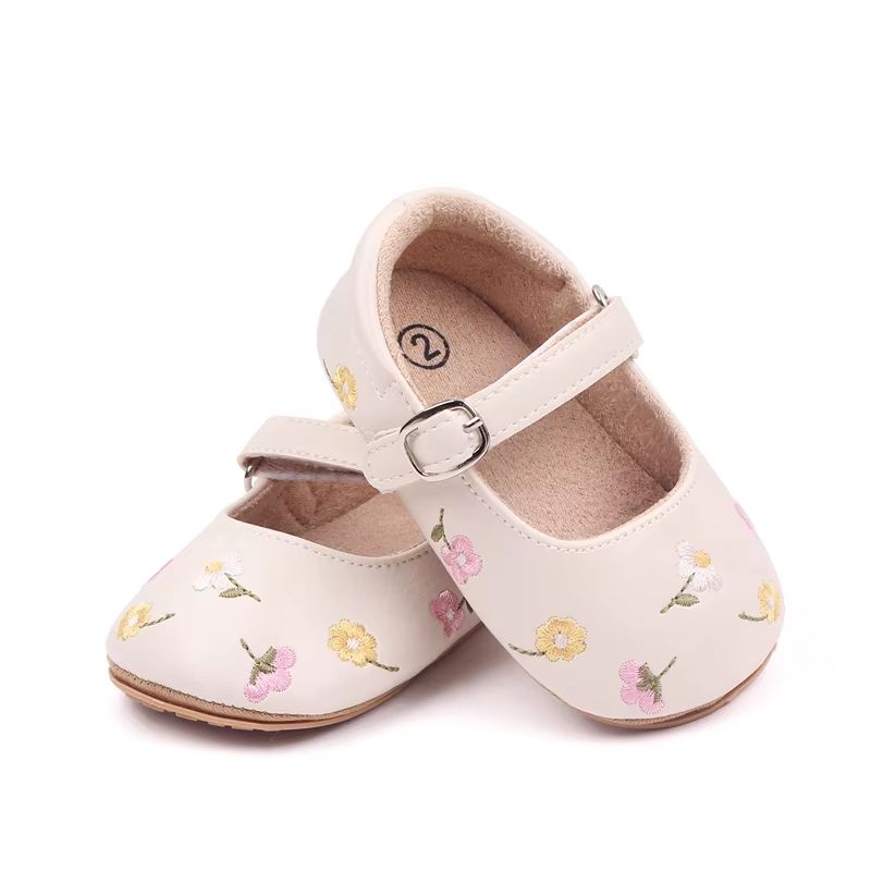 Embroidered Flower Baby Mary Jane Sandals Soft Sole First Walker Baby Shoes for 0-18 Months – Cute Summer Infant Footwea