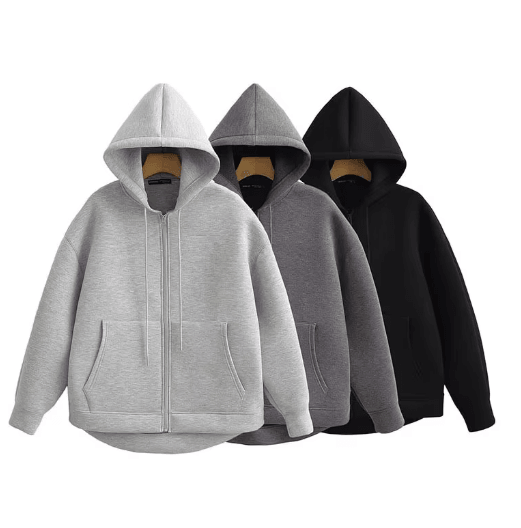 HH Autumn Women Gray Jacket With Hood Long Sleeve Big Pocket Zipper Jacket Coat Woman Loose Casual Outerwear Coat Tops