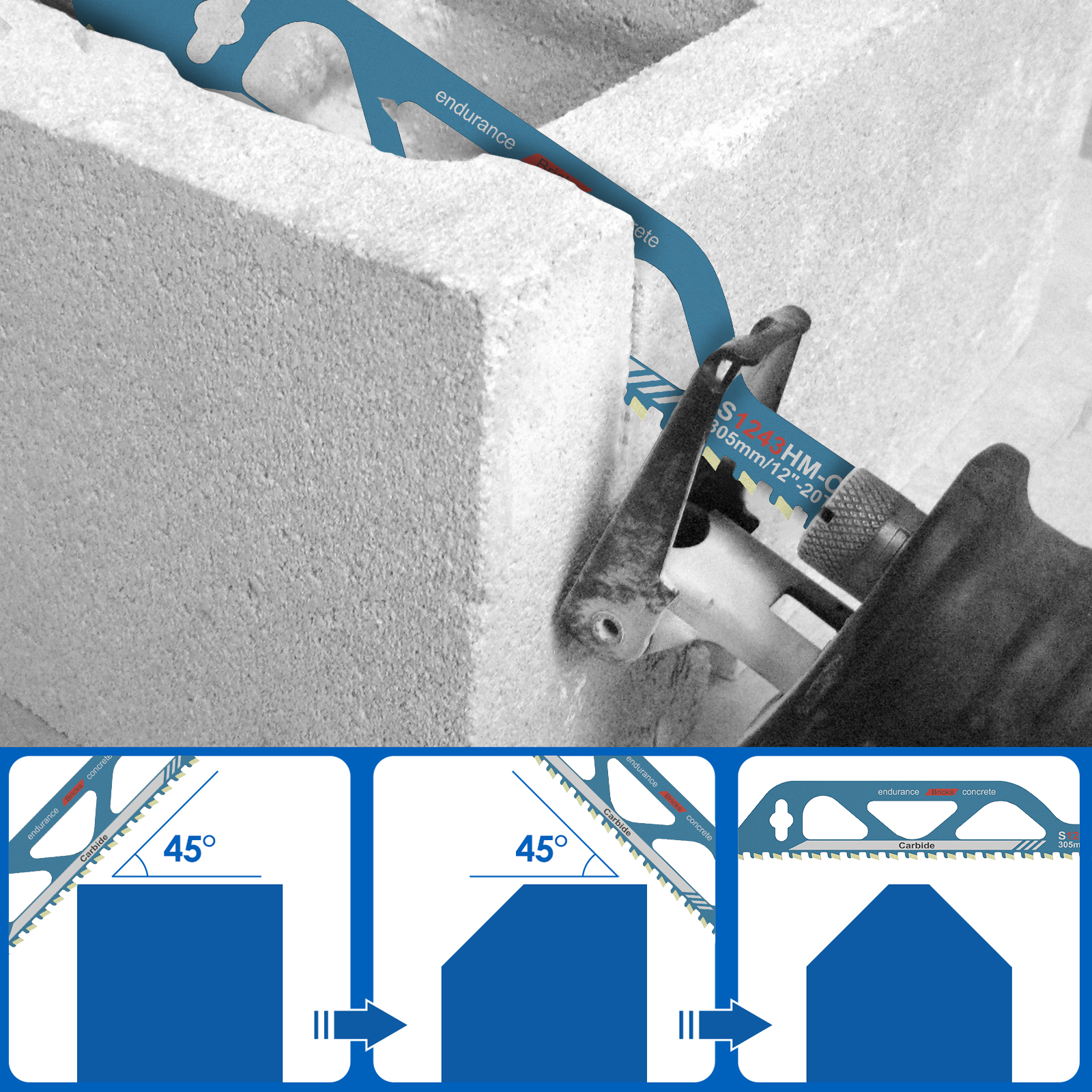 Universal Alloy Steel Recip Saw Blade for Cement & Brick Cutting