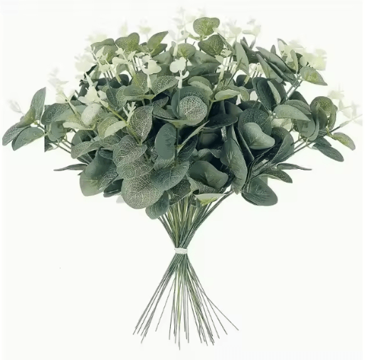 Artificial Eucalyptus Leaf Stems Greenery Bouquet Decor for Wedding & Home