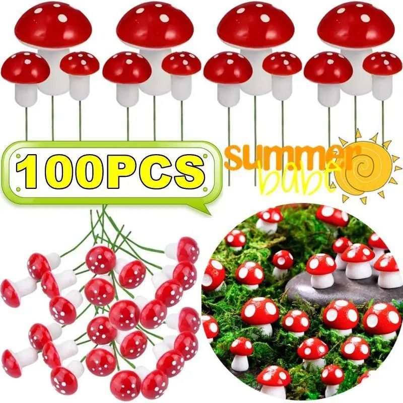 Bulk Mini Foam Mushroom Miniatures | Red Spotted Fairy Garden & Bonsai Decor