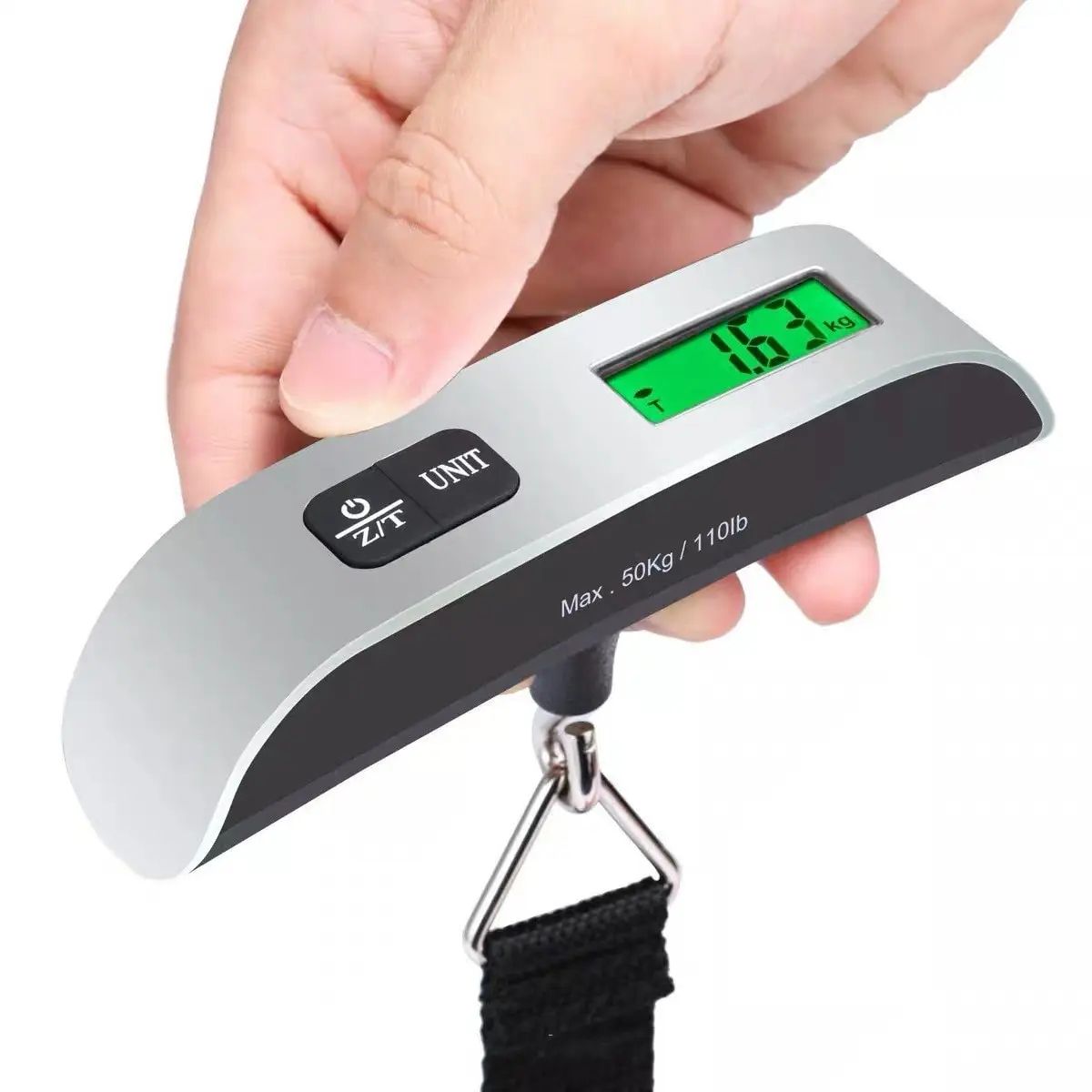 110lb/50kg Digital Luggage Scale with LCD Display, Portable Hanging Travel Baggage Weighing Scale for Suitcases