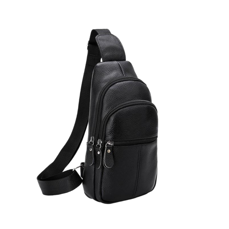 Genuine Leather Crossbody Shoulder Bag for Men Large capacity Cowhide Chest Pack