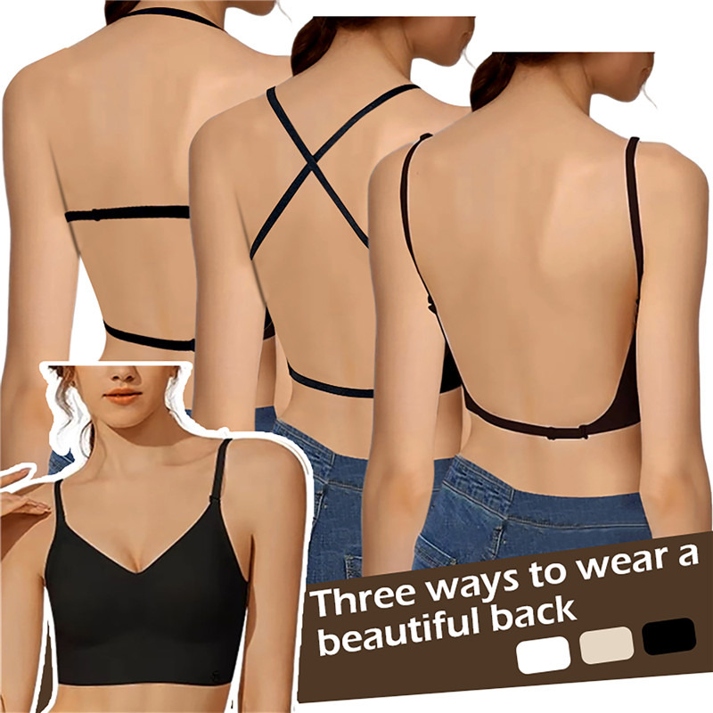 Sexy Lingerie with Transparent Strap Push Up Strapless Underwear, Women Invisible Bra Deep U Plunge Bras Backless Top