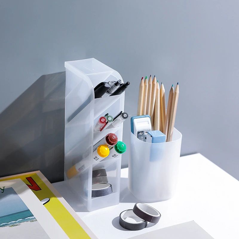 Matte Kawaii Large Capacity Desk Pen And Makeup Holder
