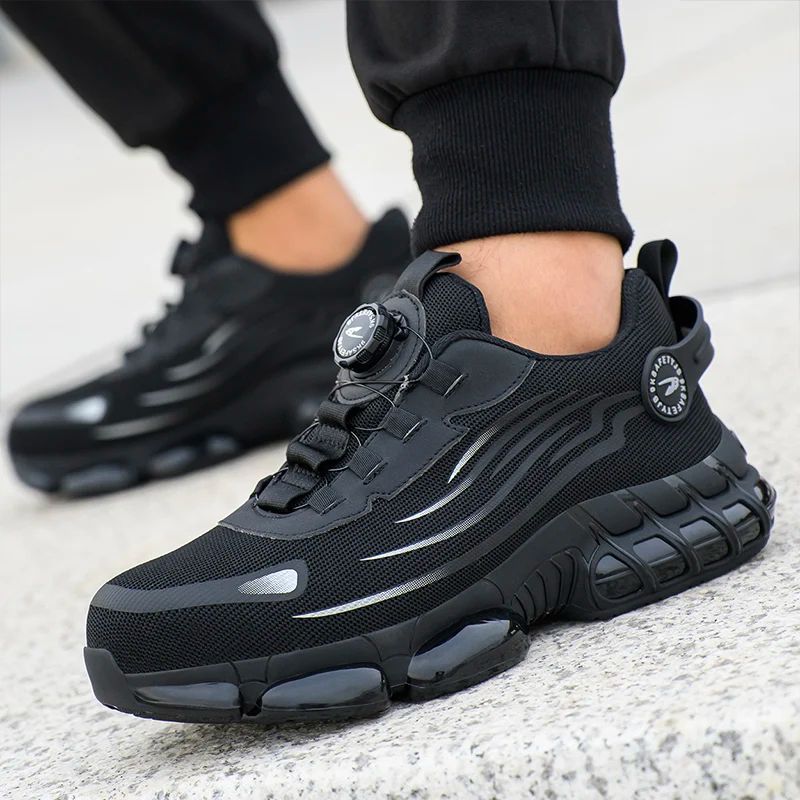 Men's Rotating Button Safety Shoes Anti-Smash and Anti-Puncture Protective Boots