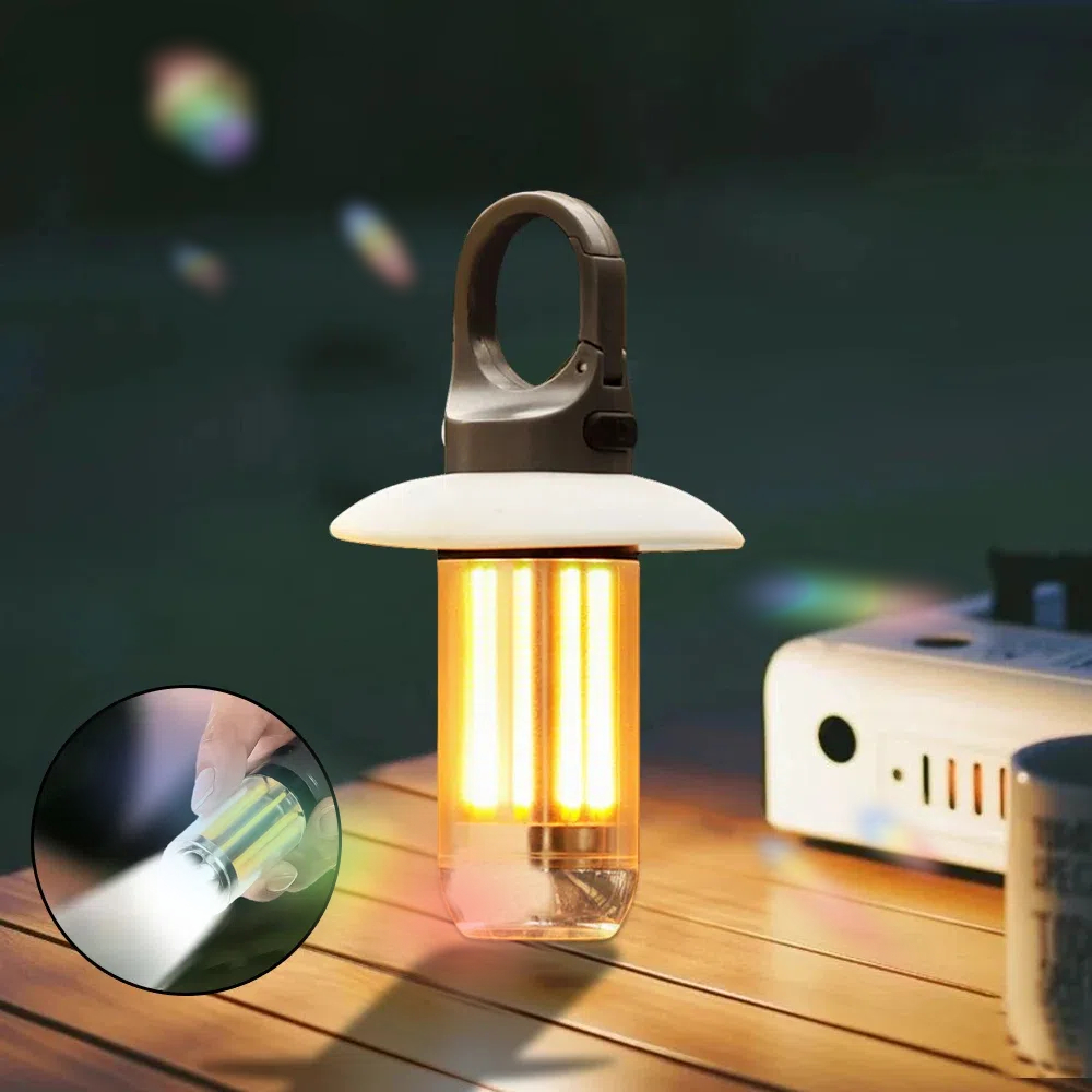 Portable LED Rechargeable Flashlight, Super Bright 5 Modes Camping Lantern Waterproof Tent Lamp for Hiking