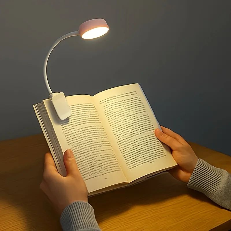 Portable LED Clip-On Reading Light – 3 Color Modes Adjustable Brightness Book Light Battery Powered