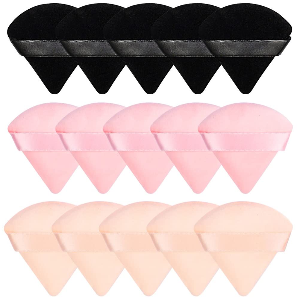 Triangle Powder Puff Face Makeup Sponge, Soft Velour Blender for Loose & Setting Powder Foundation