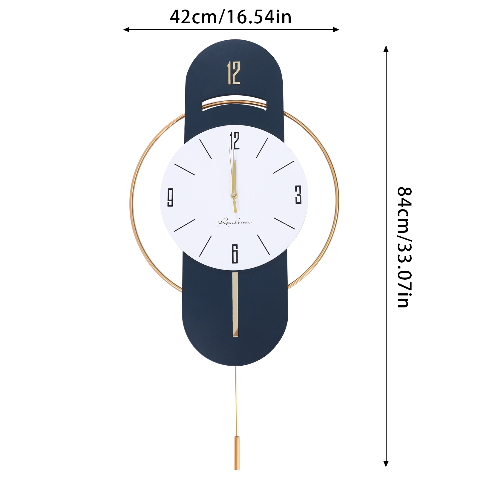 Stylish Modern Luxury Wall Clock with Golden Pointers, Battery Operated, High Density Board Dial, Clear Display