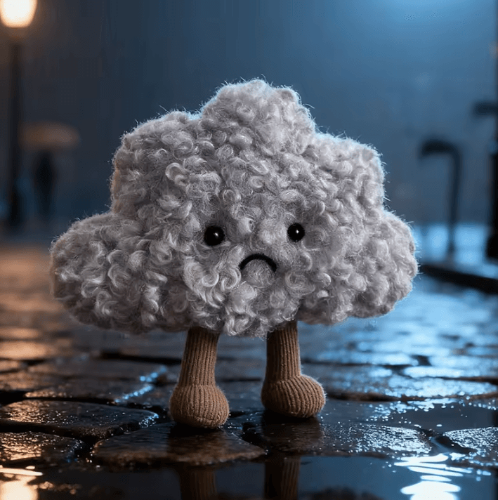 6.30 Inches Kawaii Sad Cloud Plush Pillow – Soft Gray Cloud Throw Toy Gift for Kids
