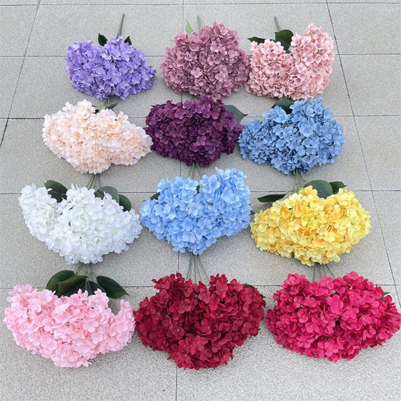 Lifelike Hydrangea Bouquet, Artificial Silk Flowers for Wedding, Party, Home Decor, Living Room Centerpiece