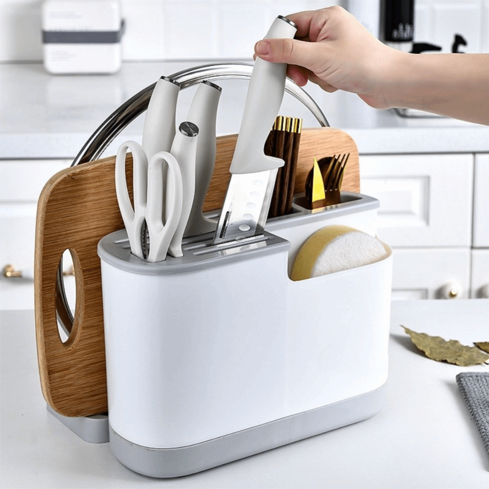 Space Saving Multi Kitchen Cutlery Holder, Waterproof Chopstick Bucket, Cutting Board Rack