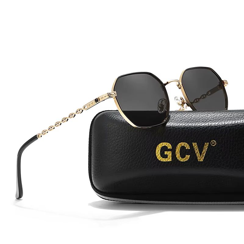 GCV Retro Women's Rectangular Metal Frame Sunglasses with Polaroid Lenses