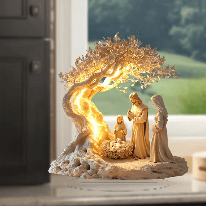 Acrylic Tree of Life Family Statue – Symbolic Family Ornament Desktop Decor for Home & Gift Giving