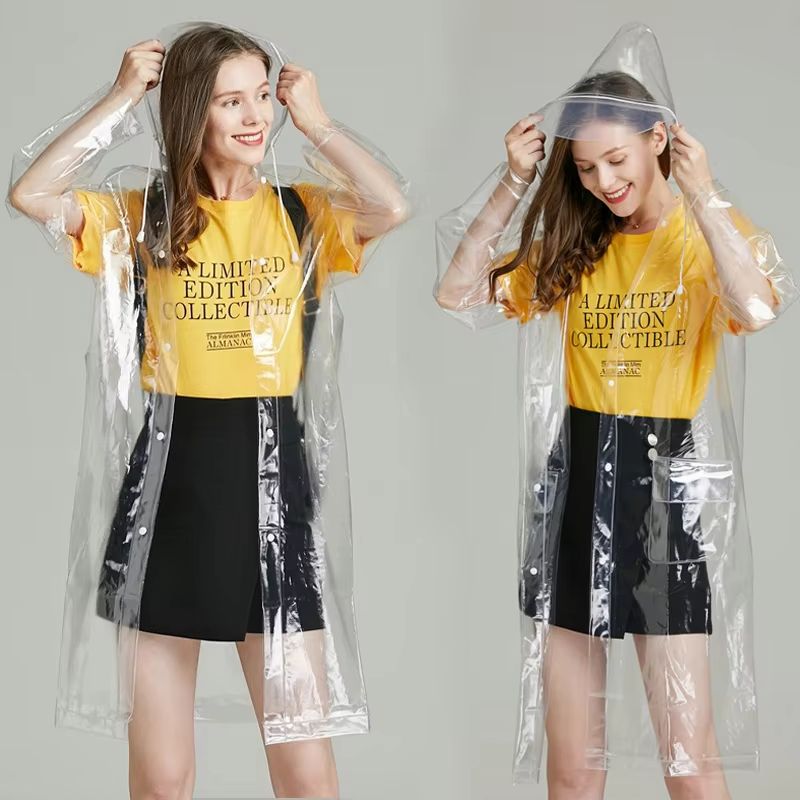 Reusable Transparent Waterproof Raincoat Poncho With Hood for Men and Women