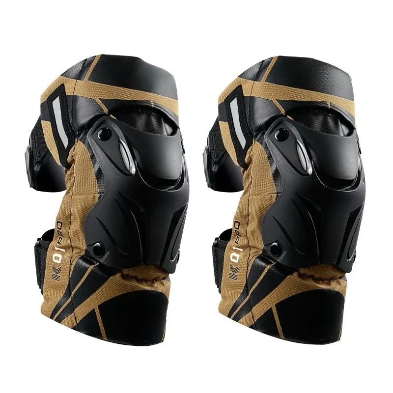 Adjustable Pro Guard Moto Shield Knee Guards, CE-Certified Impact Protection, Reflective Motocross Racing Night Use