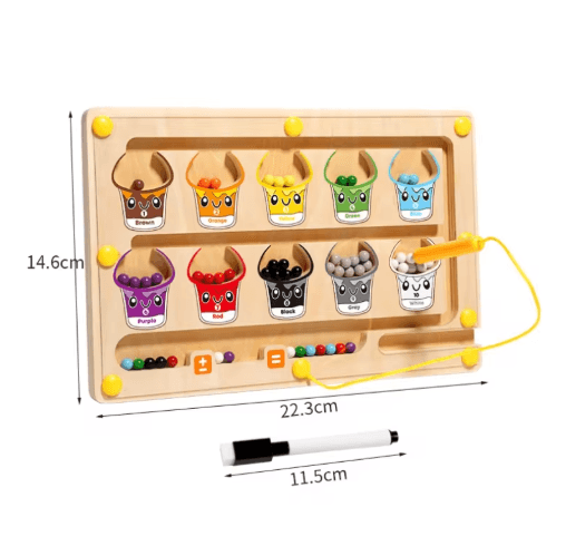 2-in-1 Magnetic Color Sorting Maze & Drawing Board Montessori Learning Toy