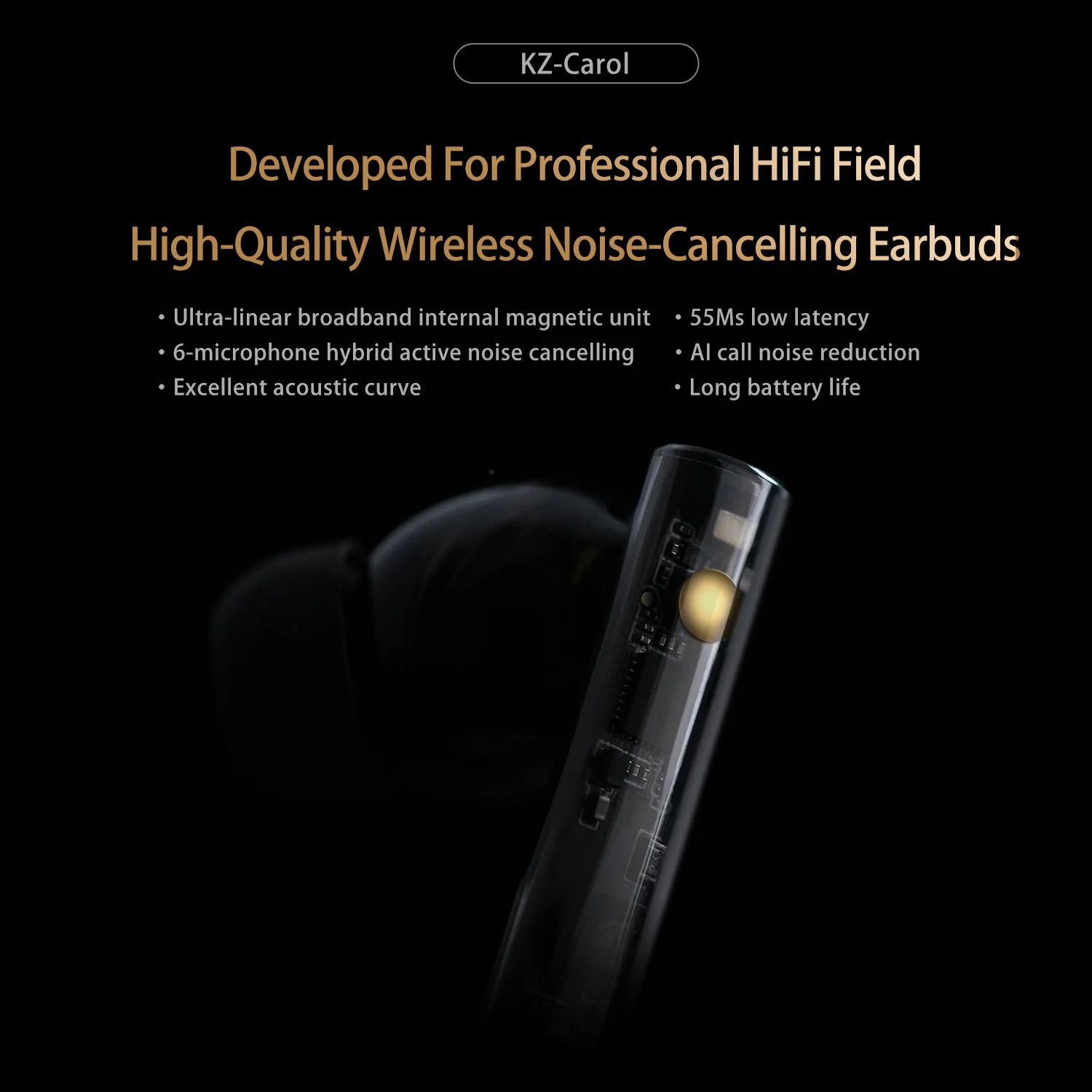 KZ Carol Active Noise Cancelling Wireless Earbuds with Bluetooth