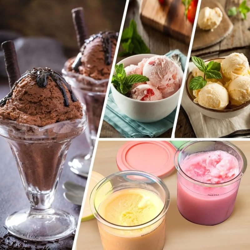 Kitchen Summer Storage Ice Cream Cups, Ice Cream Storage Jars with Sealed Lids, Summer Kitchen Supplies Gadgets
