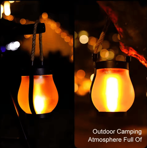 Dancing Flame Solar Lantern Outdoor Lights Waterproof Flickering Flame Garden Lantern USB Rechargeable 2 Modes